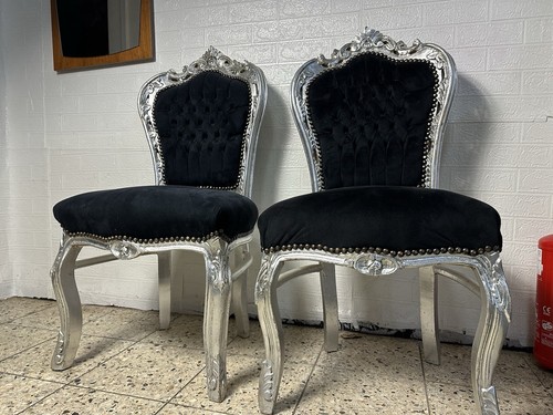 Sedia barocca nera argento
