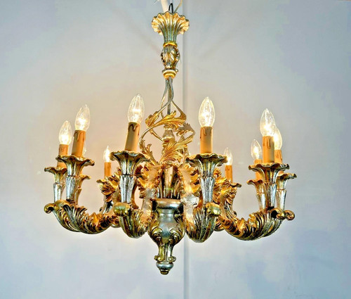 Lampadario grande legno 12 - lampadario,
